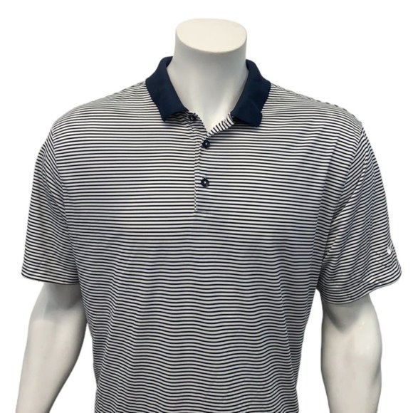 Nike Golf Dri-Fit White Blue Stripe Logo Short Sleeve Polo Shirt Size XL X-Large - Picture 6 of 9